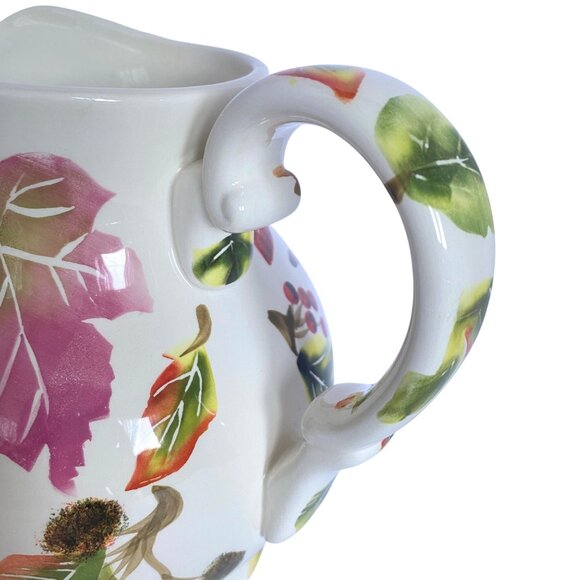 Nantucket Home Large Ceramic Fall Leaves Pitcher With Big Handle Autumn Colors - Picture 6 of 14